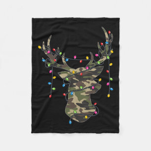 Jul Helgdag Camo Hunting Reindeer Hjort Julafton Fleecefilt