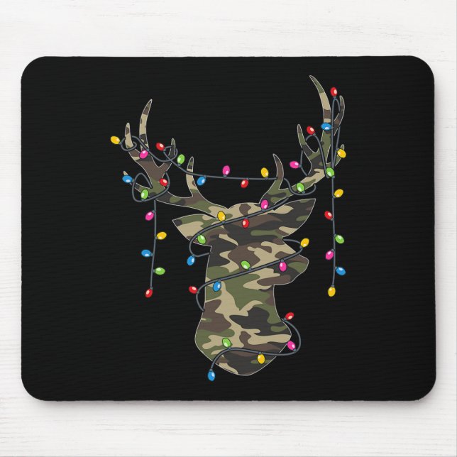 Jul Helgdag Camo Hunting Reindeer Hjort Julafton Musmatta (Framsidan)
