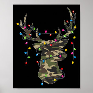 Jul Helgdag Camo Hunting Reindeer Hjort Julafton Poster