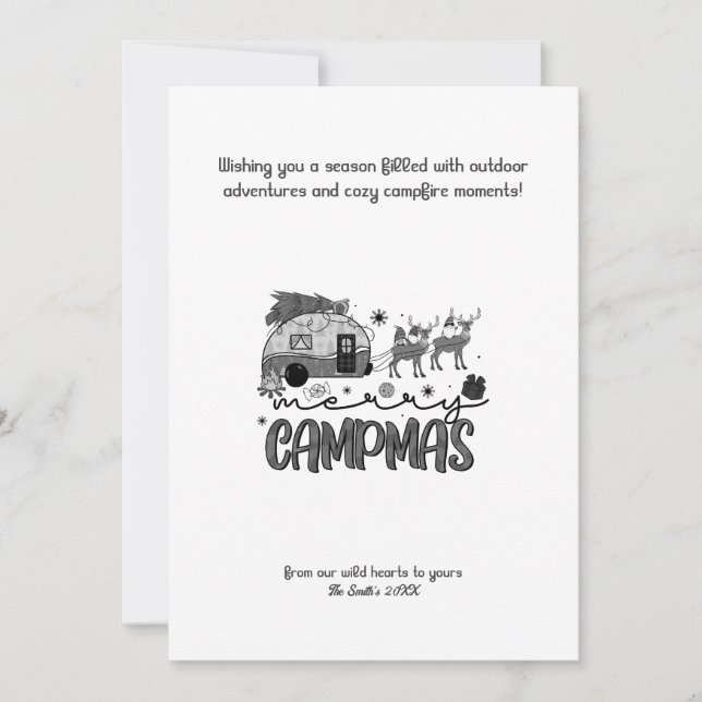 Jul Helgdag Camper Reindeer Exdoor Black Julkort (Framsida)