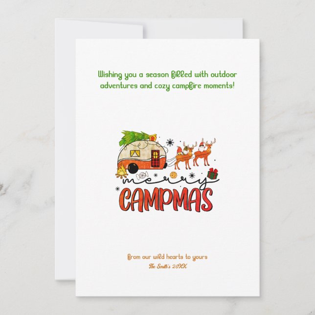 Jul Helgdag Camper renar utomhus Julkort (Framsida)