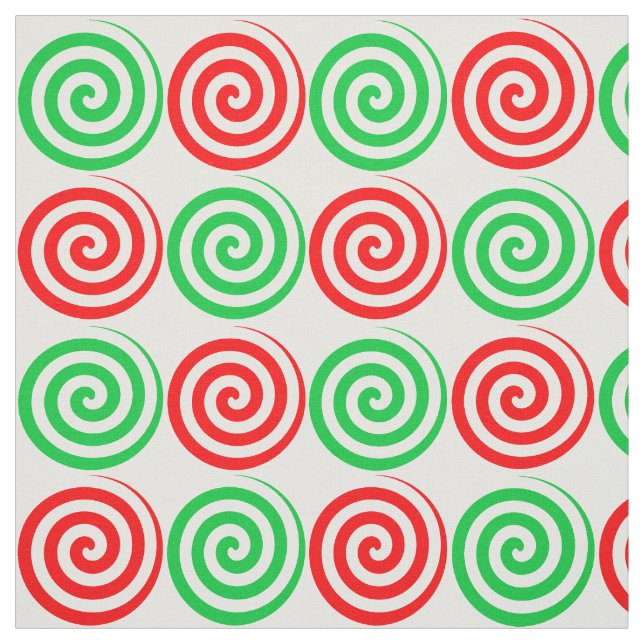 Jul Helgdag Candy Spiral Swirls Red Grönt Tyg (Provkarta)