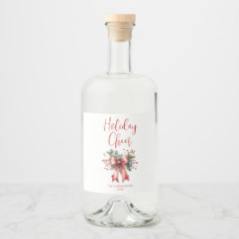 Jul Helgdag Cheer-skript Red Bow Namn Spritflaskor Etikett