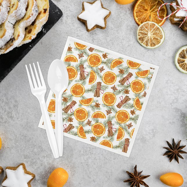 Jul Helgdag Citrus Spice Mönster Pappersservett (Skapare uppladdad)
