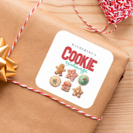 Jul Helgdag Cookie Exchange Party Fyrkantigt Klistermärke