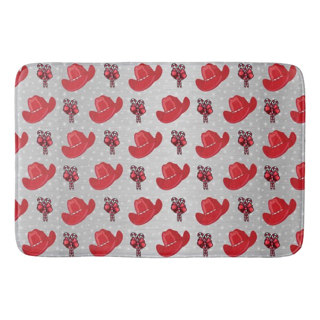 Jul Helgdag Cowboyhattar och Polkagrisar Badrumsmatta (Framsidan)