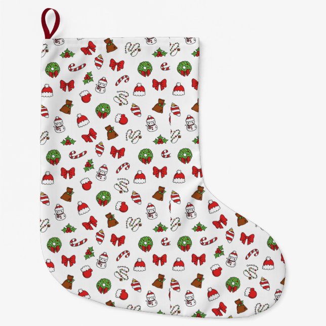 Jul Helgdag Cute Dekoration Santa Hat Stor Julstrumpa (Framsidan)