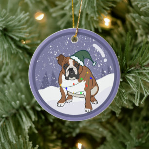 Jul Helgdag English Bulldog Julgransprydnad Keramik