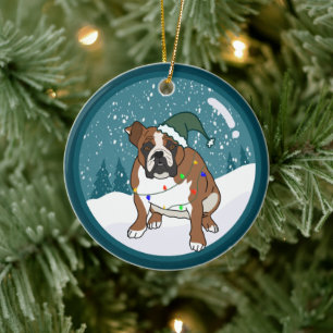 Jul Helgdag English Bulldog Julgransprydnad Keramik