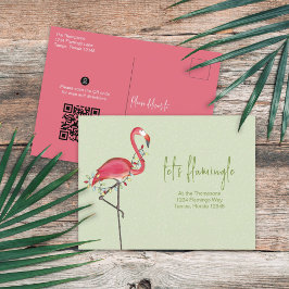 Jul-Helgdag Flamingo QR-kodanvisningar Karta Vykort