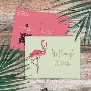 Jul-Helgdag Flamingo QR-kodanvisningar Karta Vykort