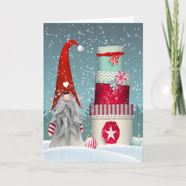 Jul-Helgdag - Gift Paket & Santa Helgkort (Framsida)