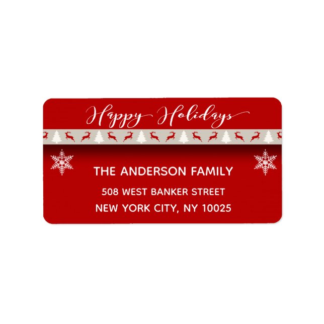 Jul-Helgdag - Glad helg Red Hjort Adressetikett (Framsidan)
