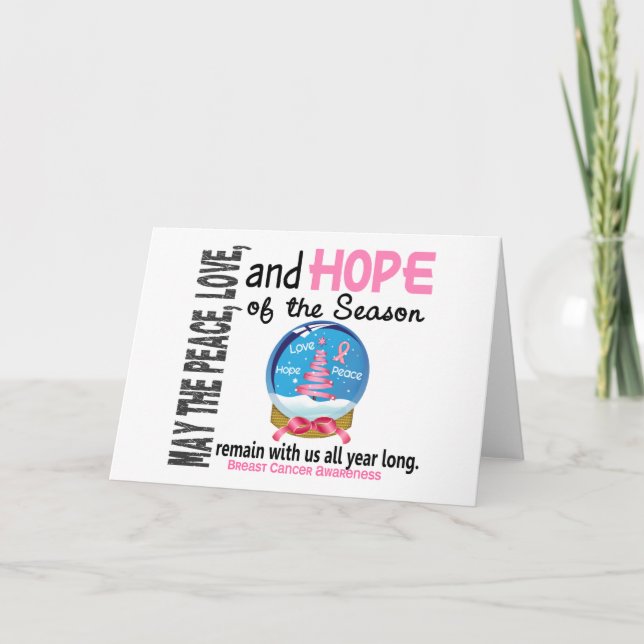 Jul Helgdag Globe 1 Breast Cancer Helgkort (Framsida)