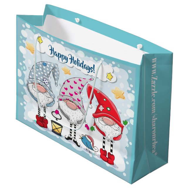 Jul/Helgdag Gnomes Gift Tote (Framsidan Vinklad)