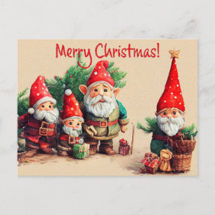 Jul Helgdag Gnomes Vykort