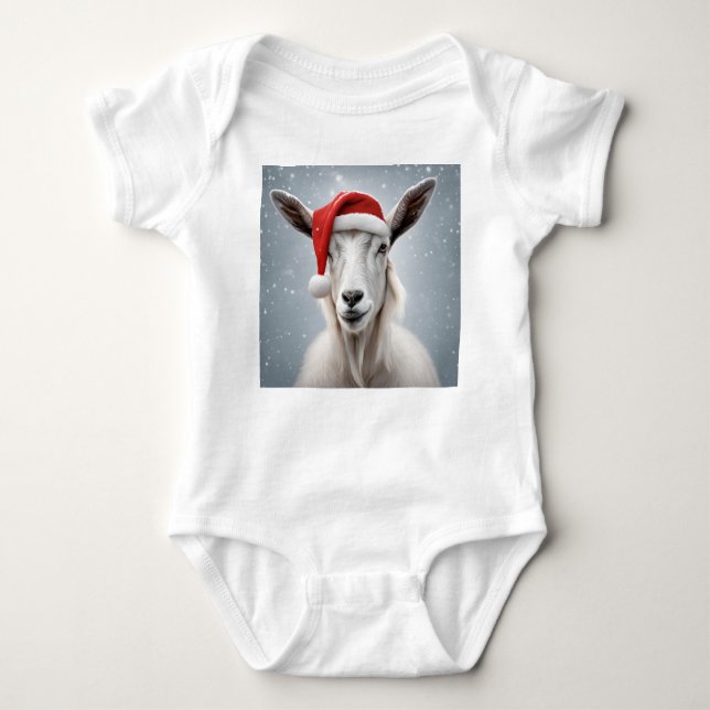 Jul Helgdag Goat Santa Hat Snö T Shirt (Framsida)