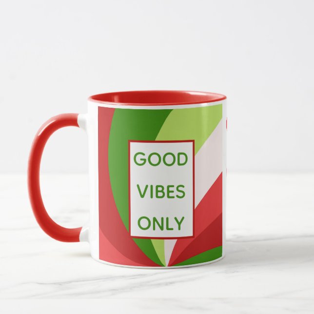 Jul Helgdag Good Vibes Only Red Grönt White Mugg (Vänster)