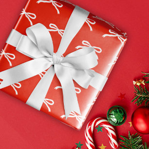Jul-Helgdag Handdragen röd vit Bows Presentpapper