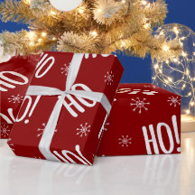 Jul Helgdag Ho Ho Red White Wrapping Papper