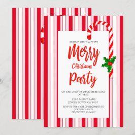 Jul Helgdag Holly Red Candy Rand Mönster Inbjudningar