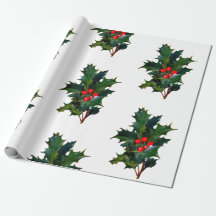Jul Helgdag Holly Wrapping Papper