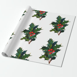 Jul Helgdag Holly Wrapping Papper Presentpapper