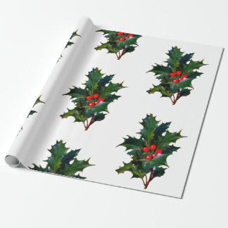 Jul Helgdag Holly Wrapping Papper Presentpapper