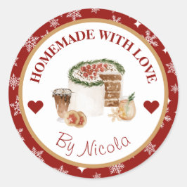 Jul Helgdag Homemade Baking Label Runt Klistermärke
