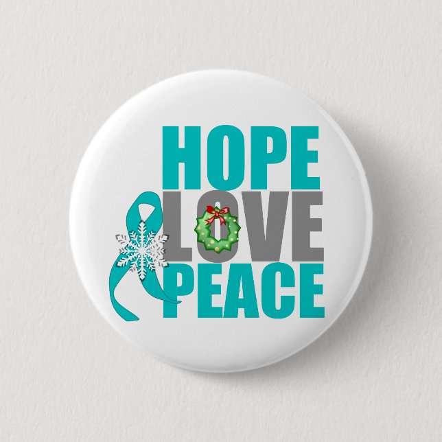 Jul Helgdag Hope Kärlek Peace Ovarian Cancer Knapp (Framsida)
