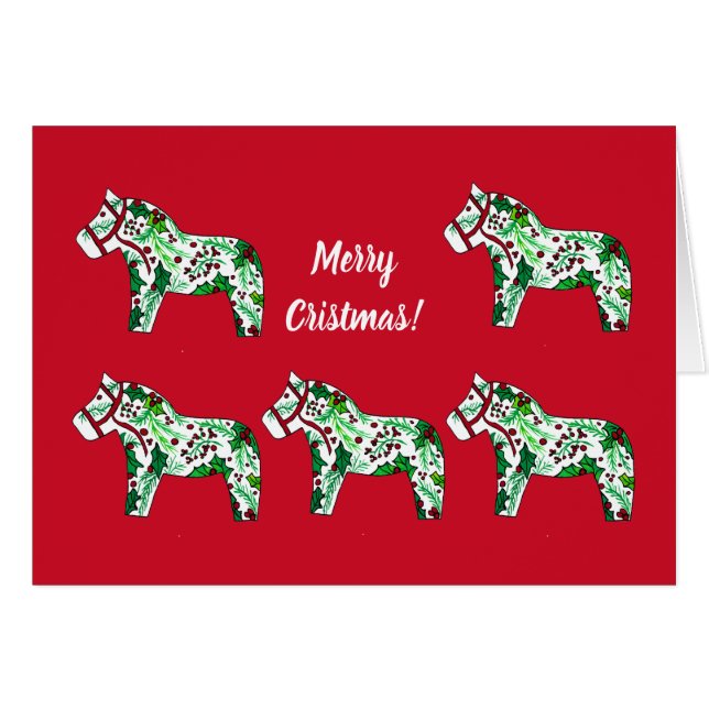 Jul Helgdag Horse Hälsningskort (Framsidan Horizontal)