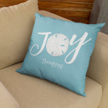 Jul Helgdag Joy Beach Turcouise Coastal Kudde<br><div class="desc">Den här eleganten har en enkel strand vid julen,  havstid vid havskusten,  ett minimalistiskt test för sandglädje,  ett helgdag med kalligrafi av trendiget,  ett typsnitt för turkos tealblått öområde,  helgdag för julomslagning,  snäckor vid kustboende kusten,  semesterstuga vid helgdag,  dyndel för hemmabruk</div>