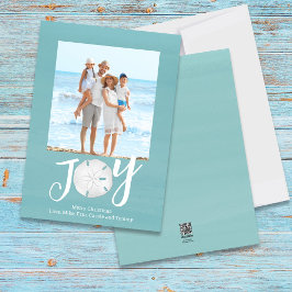 Jul Helgdag Joy Photo Simple Trendig Beach Julkort
