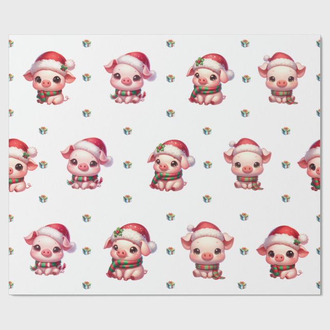 Jul Helgdag Kawaii Grisar om Vita II Presentpapper (Platt)