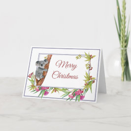 Jul Helgdag Koala Eucalyptus Träd Blommigt Kort