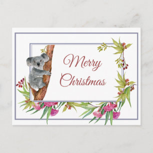 Jul Helgdag Koala Eucalyptus Träd Blommigt Vykort