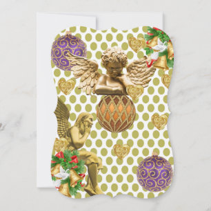 Jul-Helgdag - kort för flata hälsningar, Guld-änge