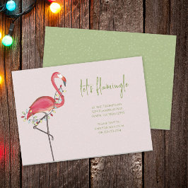 Jul Helgdag Ljus Rosa Festive Flamingo Inbjudningar