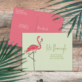 Jul Helgdag Ljus Rosa Festive Flamingo Inv Vykort