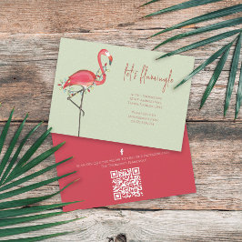 Jul Helgdag Ljus Rosa Flamingo QR-kod Inbjudningar