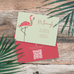 Jul Helgdag Ljus Rosa Flamingo QR-koden Karta Inbjudningar