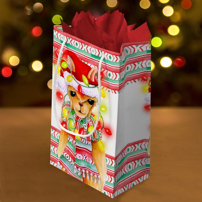 Jul helgdag Llama vattencolor mönster anpassningsb (Skapare uppladdad)