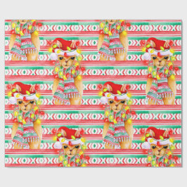 Jul helgdag Llama, vattenfärgen mönster Presentpapper