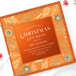 Jul Helgdag Luncheon Glitter Winter Blommigt I Inbjudningar