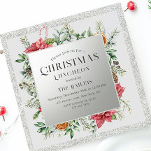 Jul Helgdag Luncheon Glitter Winter Blommigt