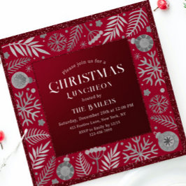 Jul Helgdag Luncheon Glitter Winter Blommigt Inbjudningar