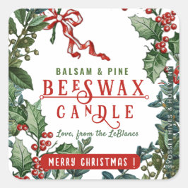 Jul-Helgdag med Holly & Berry Gräns Fyrkantigt Klistermärke