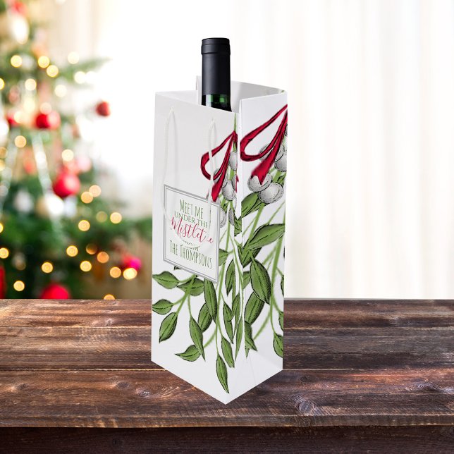 Jul Helgdag Merry Mistletoe Cute Whimsical (Christmas merry mistletoe holiday wine gift bag)
