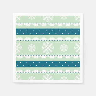 Jul Helgdag Mint & Teal Snöflingor Mönster Pappersservett