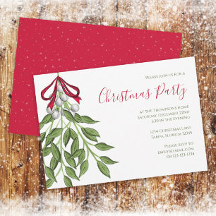 Jul Helgdag Mistletoe Botanical Grey Inbjudningar